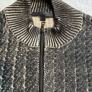 John Varvatos Black and Cream Zip Up Sweater